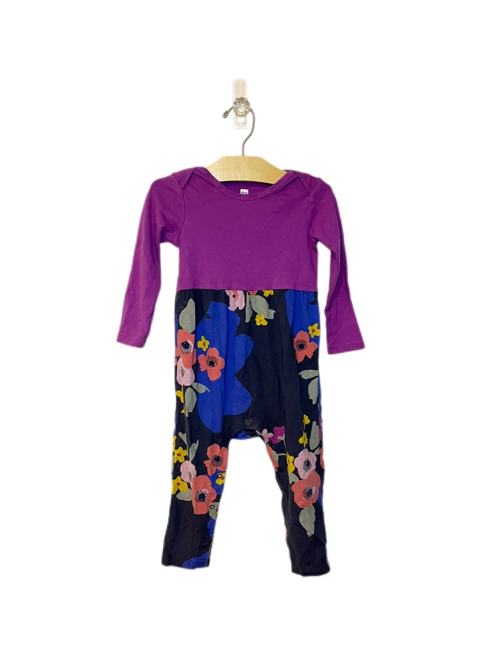 Tea Collection 18-24m Purple and Floral One Piece Jumpsuit